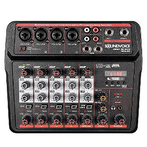 Mesa De Som Compacta 6 Canais Soundvoice Interface USB MC6BT