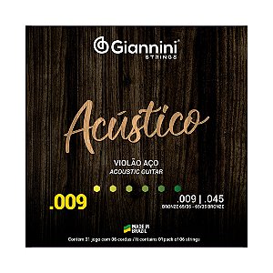 Encordoamento Giannini Para Violão Aço Bronze 0.009 GESWAL