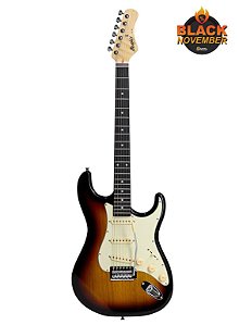 Guitarra Strato 3s Escala Escura Escudo Awh Mg-30 Sb Memphis