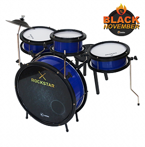 Bateria Infantil Luen Rock Star 4 Peça Pint Eletro Azul