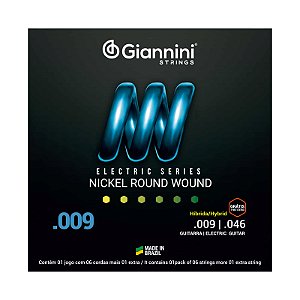 Encordoamento Guitarra Giannini Nickel Round Wound GEEGSTH9