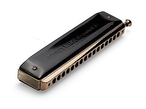 Gaita de Boca Hering Chromatic Deluxe Preto e Dourado 64 Dó