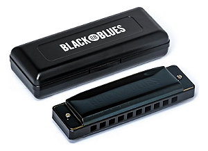 Gaita de Boca Diatônica Hering Black Blues Si Bemol