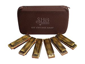 Kit de Gaita de Boca Hering Vintage Harp A, C, D, E, F, e G