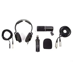 Kit P/ Podcast Zoom Zdm-1 Mic, Cabos, Fone E Suporte De Mesa
