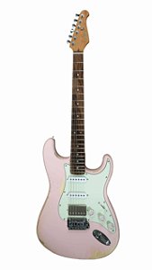 Guitarra Seizi Vintage Budokan Strato HSS Relic Shell Pink