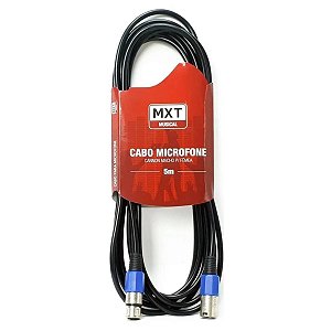 Cabo Microfone Cannon Macho X Femea O.d 6mm Metal Azul 5m