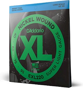 Encordoamento Para Baixo 4 Cordas D'Addario XL  40-95 EXL220