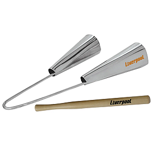 Agogô Duplo Grande Cromado Liverpool Com Baqueta 11684