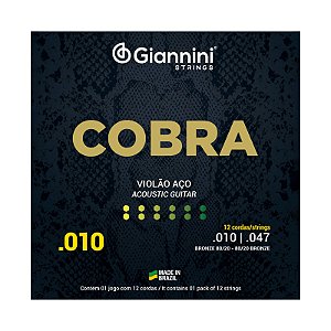 Encordoamento P/ Violão Aço 12 cordas Giannini Cobra Bronze