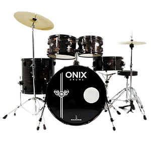 Bateria Nagano Onix Smart 22 Completa Banco E Pratos Preta