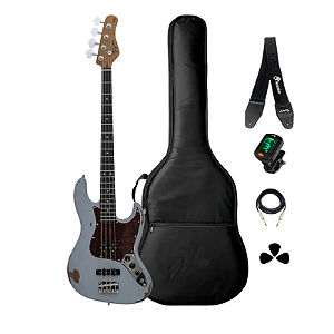 Kit Contrabaixo 4 Cordas Tagima TBA73 Vintage Relic Completo