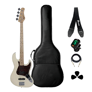 Kit Baixo 4 Corda Tagima TW-73OWH Olympic White + Acessórios