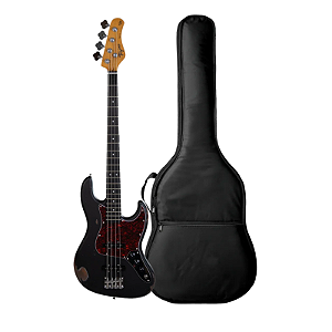 Kit Baixo 4 Cordas Tagima TBA-73 Relic Antique BK + Capa