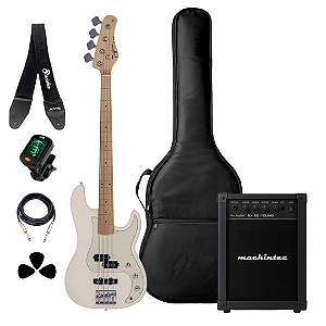 Kit Baixo Tagima Prec TW-65 White Acessórios + Amplificador