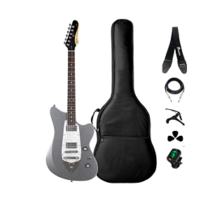 Kit Guitarra Tagima Custom Rocker Cosmos Silver + Acessórios