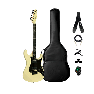 Kit Guitarra Strato Tagima TG-525OWH White + Acessórios
