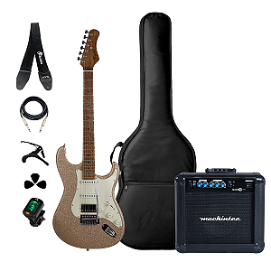Kit Guitarra ST Tagima TG-580-GDSK Acessórios + Amplificador