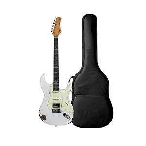 Kit Guitarra Strato Tagima TG-580 Relic Olympic White + Capa