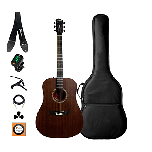 Kit Violão Folk Non-Cut Aço Tagima NT Mahogany + Acessórios