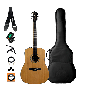 Kit Violão Tulum Folk Non-Cut Aço Tagima Natural+ Acessórios