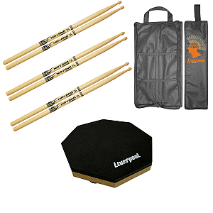 3 Pares Baquetas Bateria Liverpool Nirvana 7A Marfim + Bag + Pad