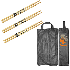 3 Pares Baquetas Bateria Liverpool Nirvana 7A Marfim + Bag