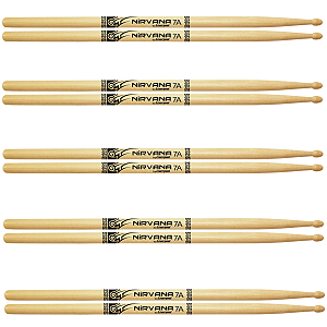 5 Pares de Baquetas Bateria Liverpool Nirvana Eco 7A Marfim