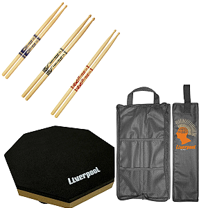 Kit Baquetas Liverpool Nirvana Marfim 7A 5A e 5B + Bag + Pad