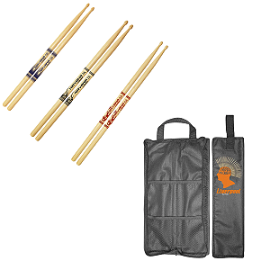 Kit Baquetas Liverpool Nirvana Marfim 7A, 5A e 5B + Bag