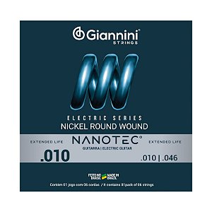 Encordoamento Para Guitarra Giannini Nanotec .010 Geegst10Pn