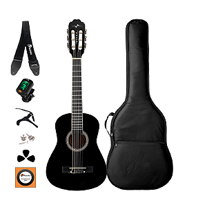 Kit Violão Clássico Infantil Vogga Nylon 1/4 VCN30BK Preto + Acessórios