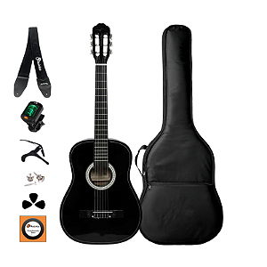 Kit Violão Clássico Vogga VCA104NBK Nylon Preto + Acessórios