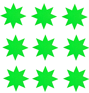 Cartela Adesivo Gaffer Fluorescente Verde P 9 Un 7x7cm Tesa