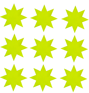 Cartela Adesivo Gaffer Fluorescente Amarelo 9 Un 7x7cm Tesa