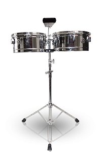 Timbales Em Aço 13/14 Suporte e Cowbell Bauer Torelli KTB248
