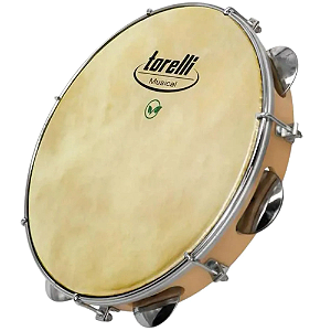 Pandeiro Vegano 10" Injetado Natural Pele Sintética Torelli