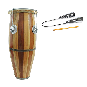 Atabaque 60cm Afin Presilha Metal + Agogô Duplo Aço Torelli