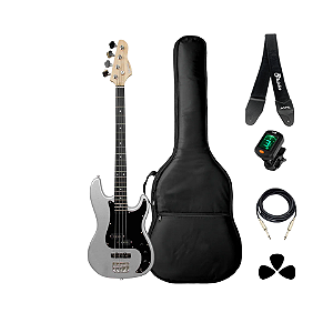 Kit Baixo Giannini Performance 4 Cordas Silver + Acessórios
