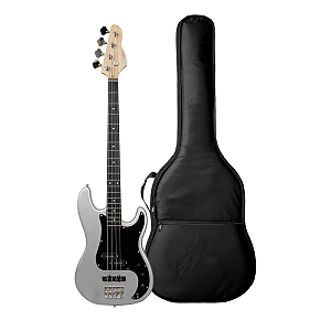 Kit Baixo Giannini Performance 4 Cordas Silver Black + Capa