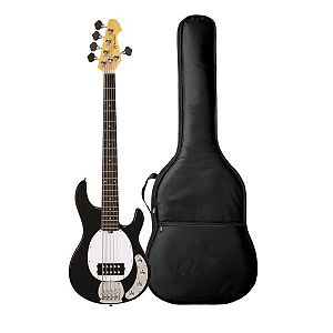 Kit Baixo ATV Michael Music Man BMM700 5 Cordas Preto + Capa
