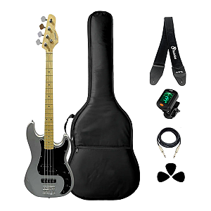 Kit Contrabaixo 4 Cordas Giannini GP-102 Silver + Acessórios