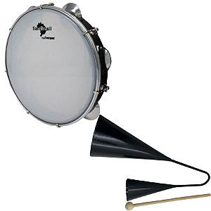 Pandeiro Sambrasil 10" Pele Animal Preto + Agogô Liverpool Preto