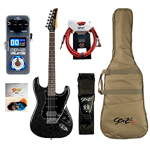 Kit Guitarra Strato Seizi Musashi Fun HSS PH Black Sparkle