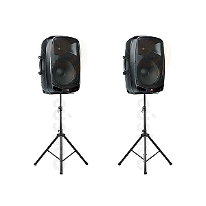 Kit 2 Caixas De Som BT Ativa Staner 200W USB E Tripé PS 1501