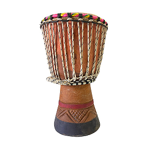 Tambor Djembê Percussão Africana Peq 8" x 36 cm Pele Couro Animal