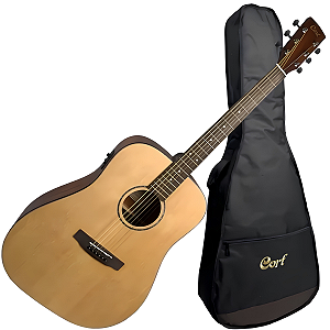 Violão Folk Eletroacústico Cort Earth 60f Op Com Capa Aço