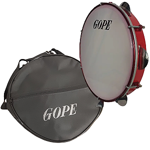 Pandeiro 10" Iniciante Madeira Red Pele Nylon + Capa Gope