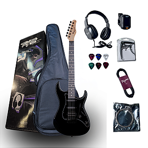 Kit Guitarra Tagima Box TG-520 Duo Smart Preta + Acessórios Pronto Para Tocar