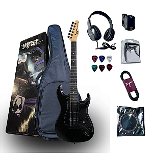 Kit Guitarra Tagima Box TG-520 Duo Smart Preta + Acessórios Pronto Para Tocar